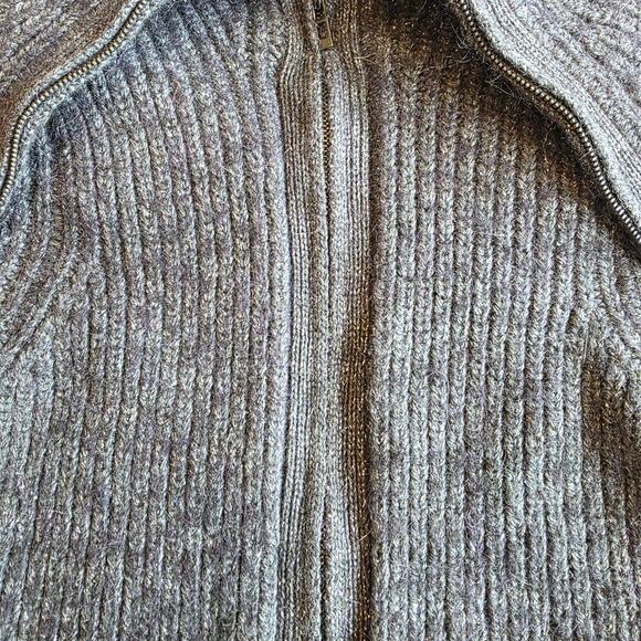 Magaschoni Alpaca Merino Wool Ribbed Balloon Sleeve Zip Sweater Cardigan Small - Picture 10 of 10